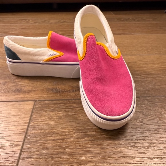 Vans Classic Slip-On Platform Shoes Colorblock Multi Pink, Size 5.5 Women's - Picture 2 of 10